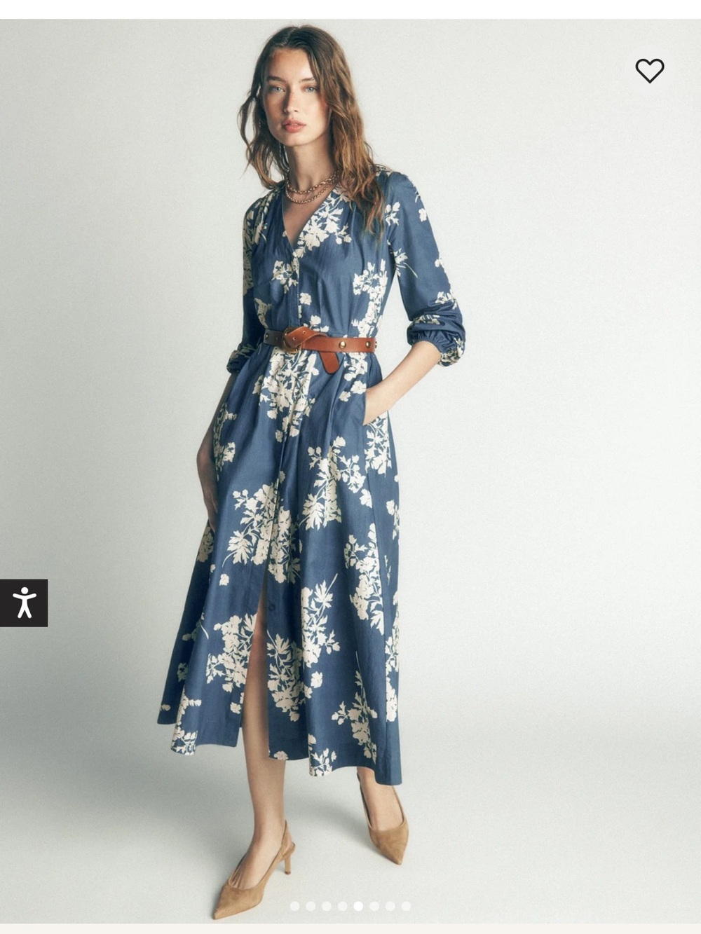 Boden Blue Floral V‑Neck Maxi Dress